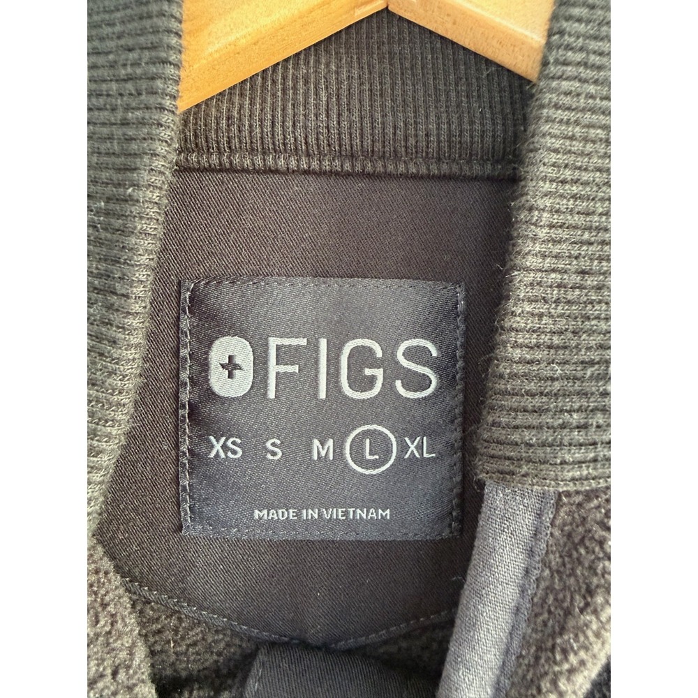 Sz L Mens FIGS - Aya - On-Shift Fleece Jacket Black Full Zip Nurse Medical Scrub - Picture 3 of 5
